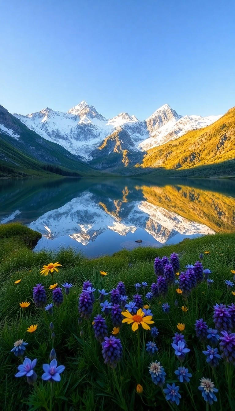 iPhone Radiant AI Spring Mountain Reflection Photogenic Wallpaper